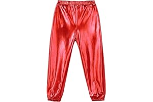 Manyakai Kids Girls Boys Shiny Metallic Dance Harem Pants Athletic Leggings Hip Hop Street Dancewear