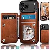 DJDUCK Designed for iPhone 17 Pro Case Wallet with Card Holder, [Magnetic Clasp Cover] [RFID Blocking Leather Protection] Shockproof Women Men Cases 6.3 Inch for Apple 17 Pro Light Brown