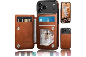 DJDUCK Designed for iPhone 17 Pro Case Wallet with Card Holder, [Magnetic Clasp Cover] [RFID Blocking Leather Protection] Shockproof Women Men Cases 6.3 Inch for Apple 17 Pro Light Brown