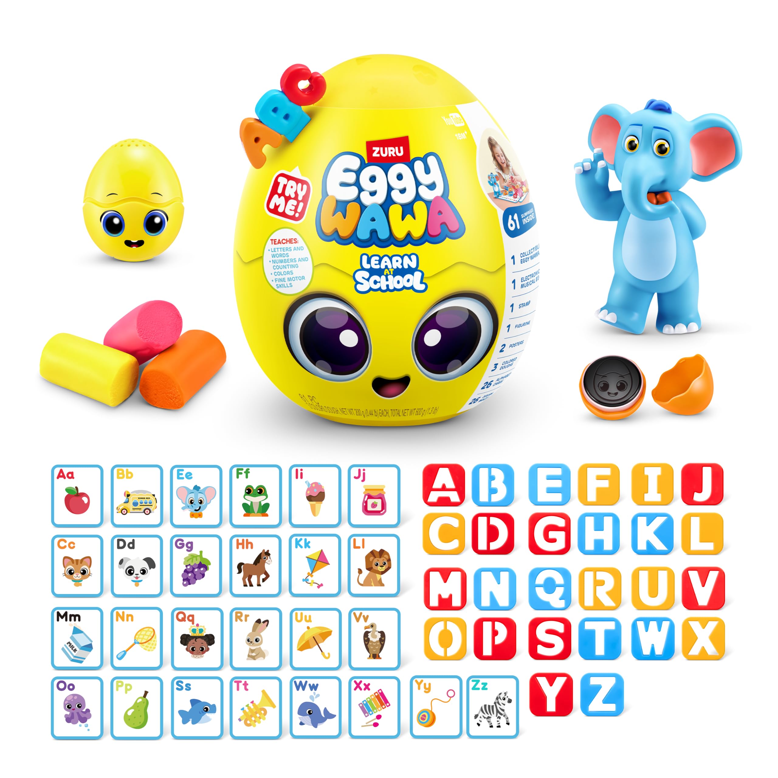 Eggy Wawa Learn at School by ZURU, Pre-K Interactive Baby and Toddler Learning Toy with Music, Letters, Numbers