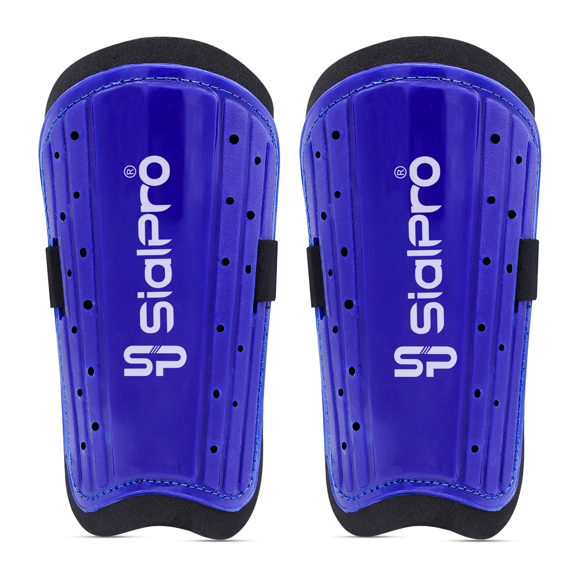SialPro Football Shin Pads, Kids Youth Shin Guards Beginner Elite Athlete Perforated Breathable for Boys And Girls Football Games Leg Calf Protective Gear (6-16 years) (Blue)
