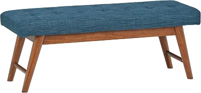 Amazon Basics Modern Padded Upholstered Bench Navy Blue 112 cm
