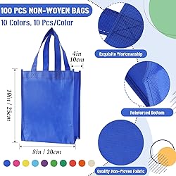 Jexine 100 Pcs Non Woven Bags Reusable Gift Bag