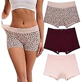 INNERSY Women's Lace Underwear Cotton Soft Boyshorts Panties Boxer Briefs 3-Pack