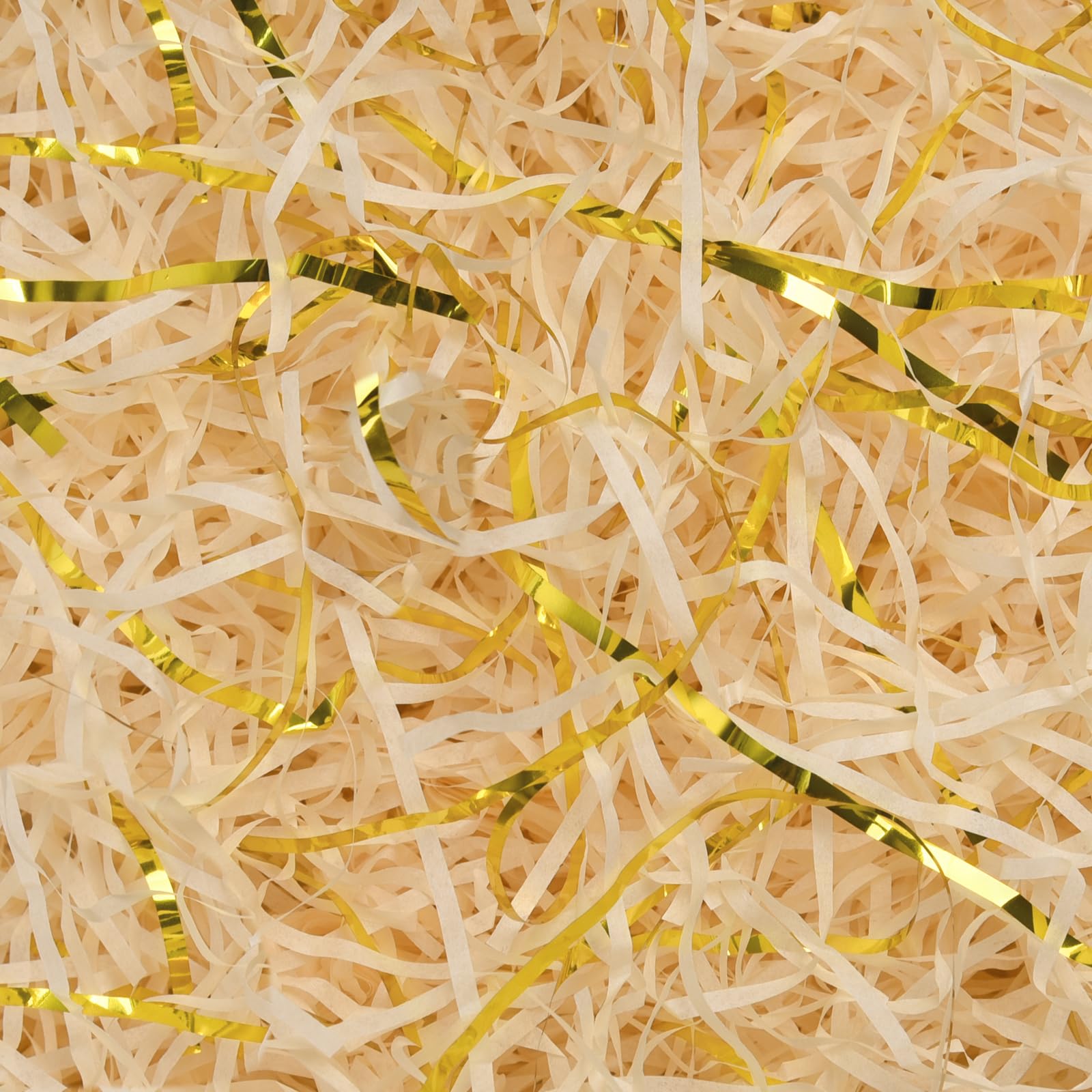 HXJDAM 300g Champagne and Gold Shredded Tissue Paper for Gift Boxes and Bags, Hamper Filling, Gift Basket Filler, Gift Filler Paper for Packaging Decoration.