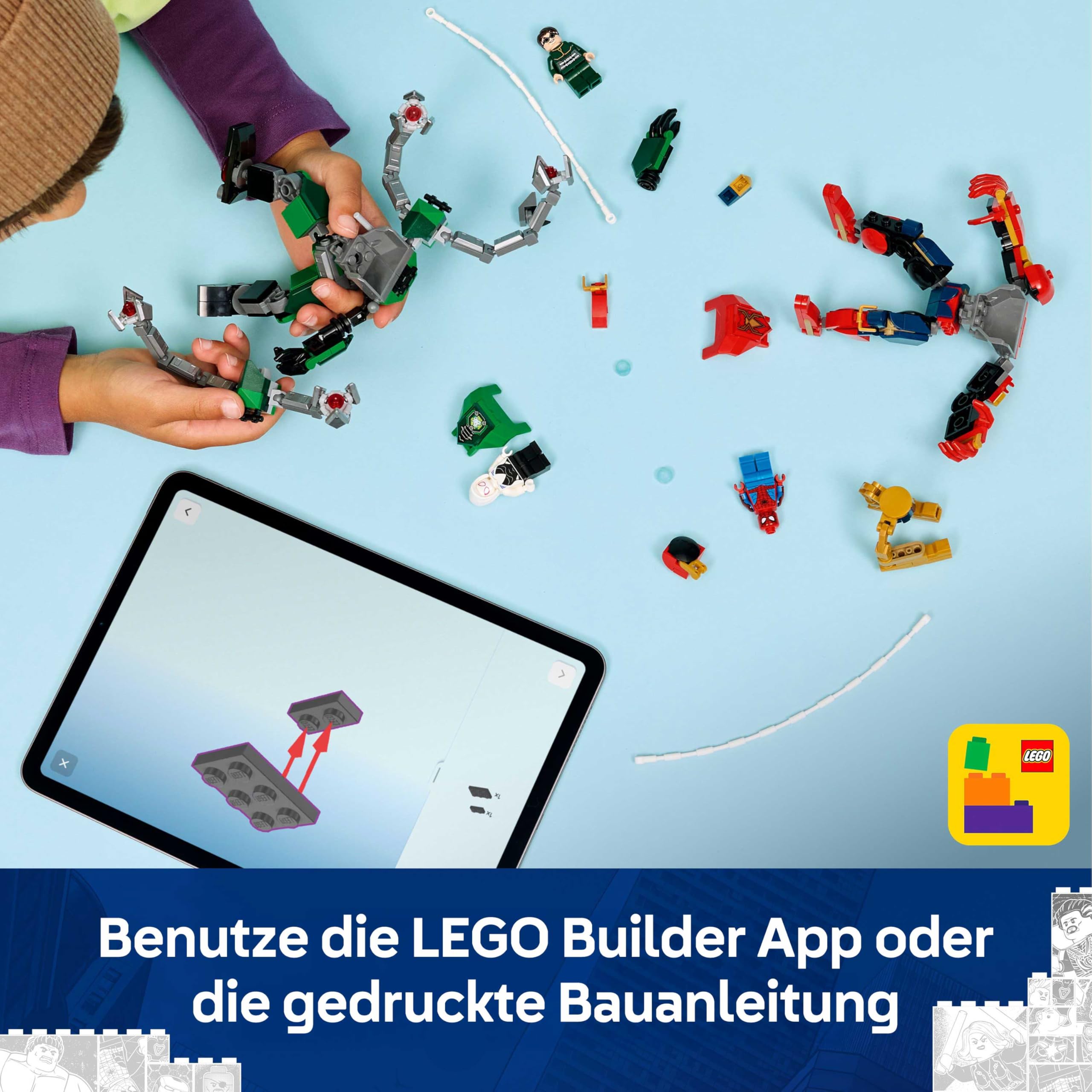 LEGO | Mech-Duell: Spider-Man vs. Doc Ock - Superhelden Spielzeug mit 2 Actionfiguren, 3 Minifiguren, Shootern - Konstruktionsspielzeug für Kinder - Geschenk für Jungen ab 6 Jahren und Mädchen - 76338 6