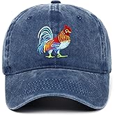 CJXPJZPLD Black Rooster Hat for Men Women Embroidered Chicken Denim Baseball Caps