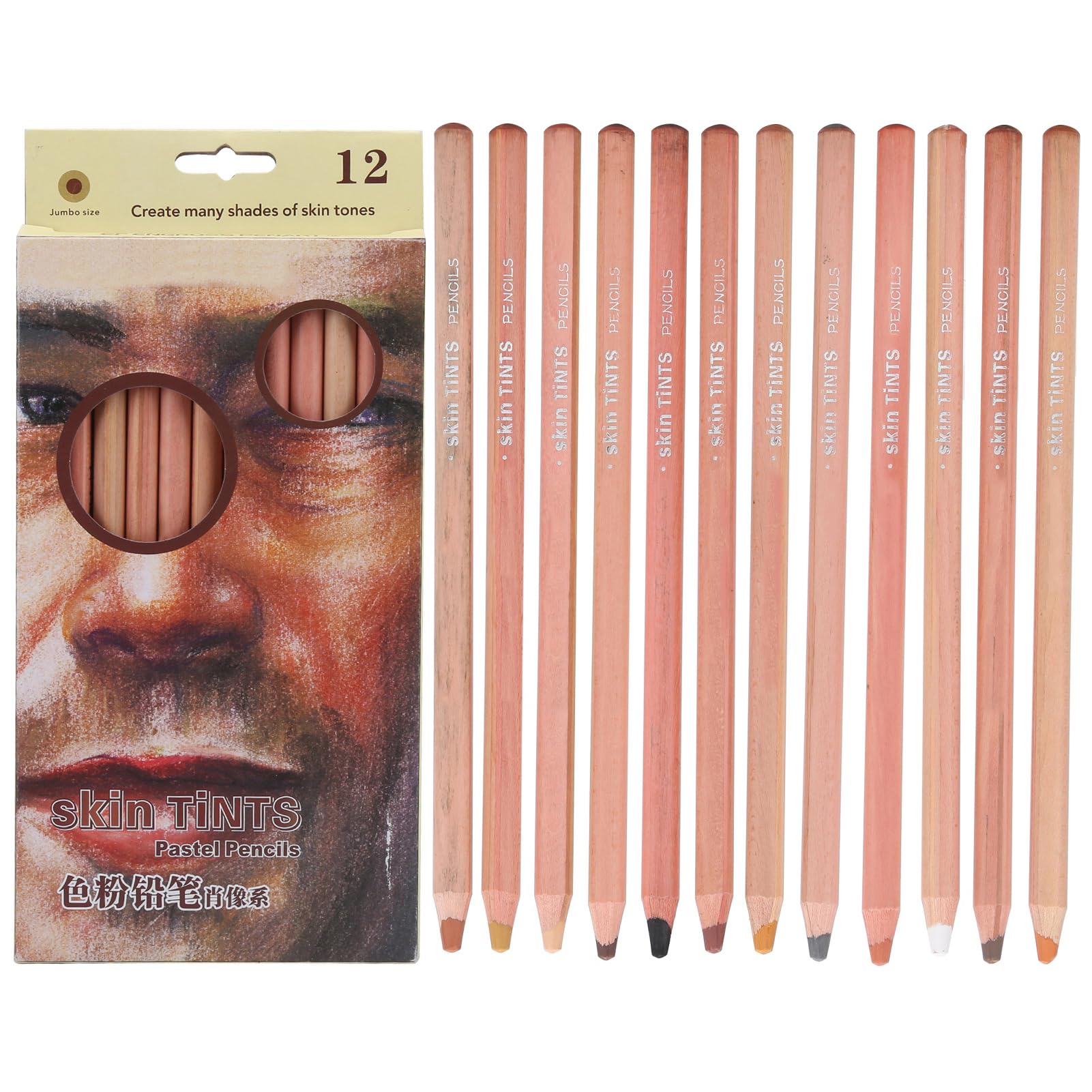 Yosoo Health Gear 12PCS Pastel Colour Colouring Pencils, Soft Pastel Pencils for Artists Skin Tone Craypas Oil Pastels Pencils Professional Drawing Painting Tool Set