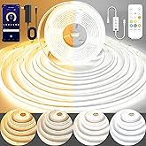 Pandery COB LED Strip Light,CCT Dimmable Strips Light,2700K-6500K,65ft/20m,8mm Wide,CRI90+ 24V LED Strips Kit with Bluetooth APP Control/Music Mode,for Bedroom,Kitchen,DIY Lighting
