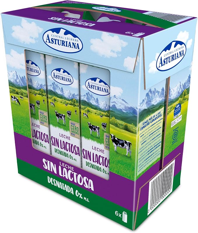 Leche Sin Lactosa Desnatada 0% MG Brik Pack 6x1L