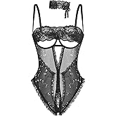 Avidlove Sexy Lingerie for Women Lace V Neck Teddy Lingerie One Piece Mini Bodysuit Exotic BabyDoll