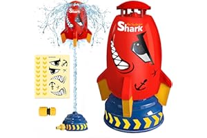 ROHSCE Water Rocket Sprinkler for Kids, Outdoor Sprinkler Rocket Launcher Toy for Backyard, Summer Water Toys for Kids Ages 3-12, Fun Water Powered Rocket Toy (Red-2)