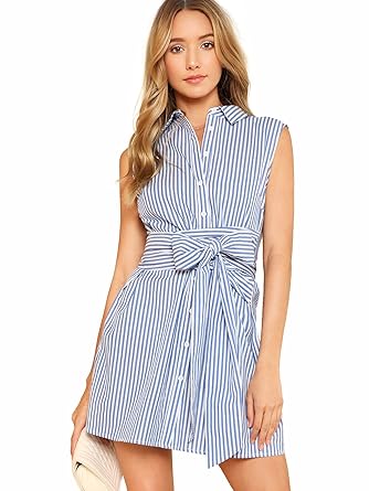blue striped summer dress