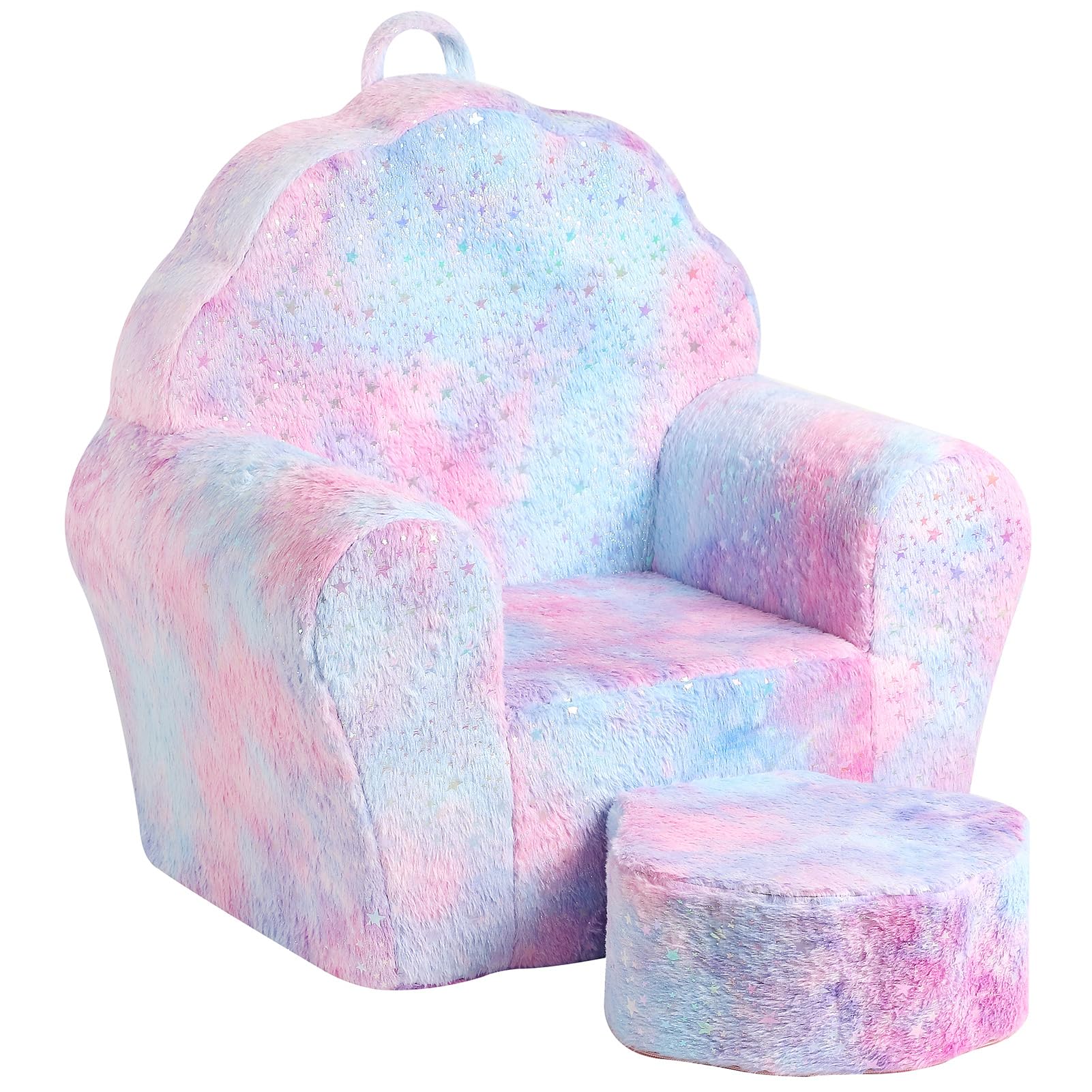 Photo 1 of MOMCAYWEX Kids Sofa with Ottoman, Shell-Like Sofa for Boys and Girls, Pink Tie Dye