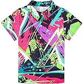 uideazone Boys Hawaiian Shirts Novelty Printed Funky Short Sleeve Button Down Shirt Kids Aloha Luau Shirt 7-14T