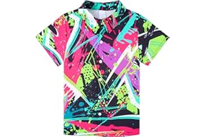 uideazone Boys Hawaiian Shirts Novelty Printed Funky Short Sleeve Button Down Shirt Kids Aloha Luau Shirt 7-14T