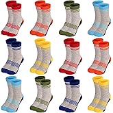 LAETBBE 12 Pairs Boys Socks Toddler Boys Crew Socks Kids Athletic Sock for Children's Sock 2-13 Years