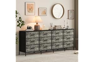 70 Inch Dresser for Bedroom, TV Stand for 65, 75, 80 Inch TV, 12 Fabric Drawer Long Dresser, Wide Chest of Drawer with Storag