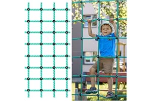 Hiboom Climbing Cargo Net for Kids Outdoor 30 x 108 Climbing Cargo Net Playground Accessories for Gyms Obstacle Course Training Swingset Upgrades Heavy Duty Polyester with Metal Fixing Buckles