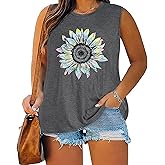 Plus Size Tops for Women Sleeveless Summer Tank Top Loose Fit Casual Tunics Shirts