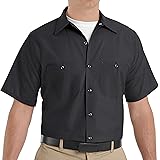 Red Kap Men's Size Industrial Work Shirt, Regular Fit, Short Sleeve, Black, 2X-Large/Tall