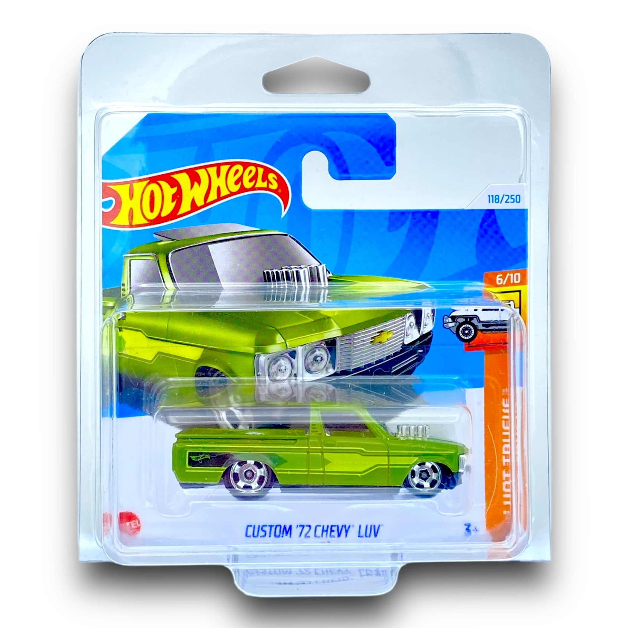 Hot Wheels Custom '72 Chevy LUV (Green) 6/10 HW Hot Trucks - 2024-118/250 (Short Card) - COMES IN A GENUINE KLAS CAR KEEPER PROTECTOR CASE - HTC33