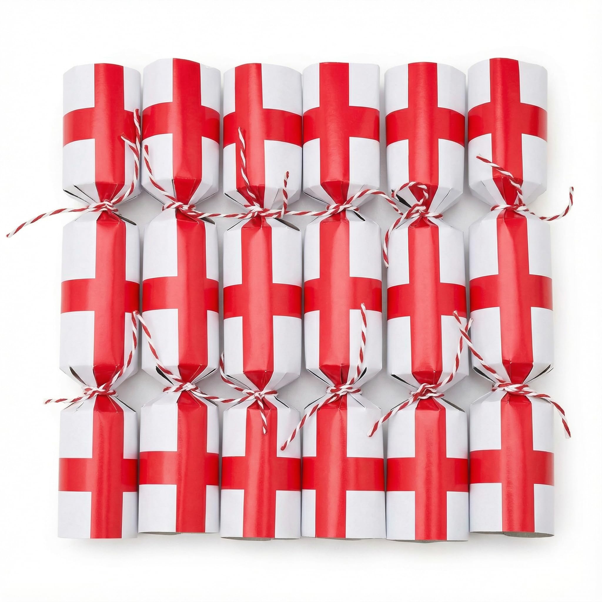 Toyland® 22 x 4.5cm - 6 England Flag Festive Football Christmas Crackers – Hats, Mottos, Snaps & Novelty Football Game Included - St George's, Euros & World Cup - English Party Decorations