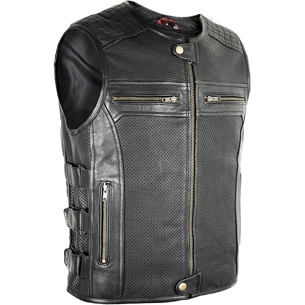 Smart Range Leather Chaleco De Cuero Para Hombre Cuello Mandarín