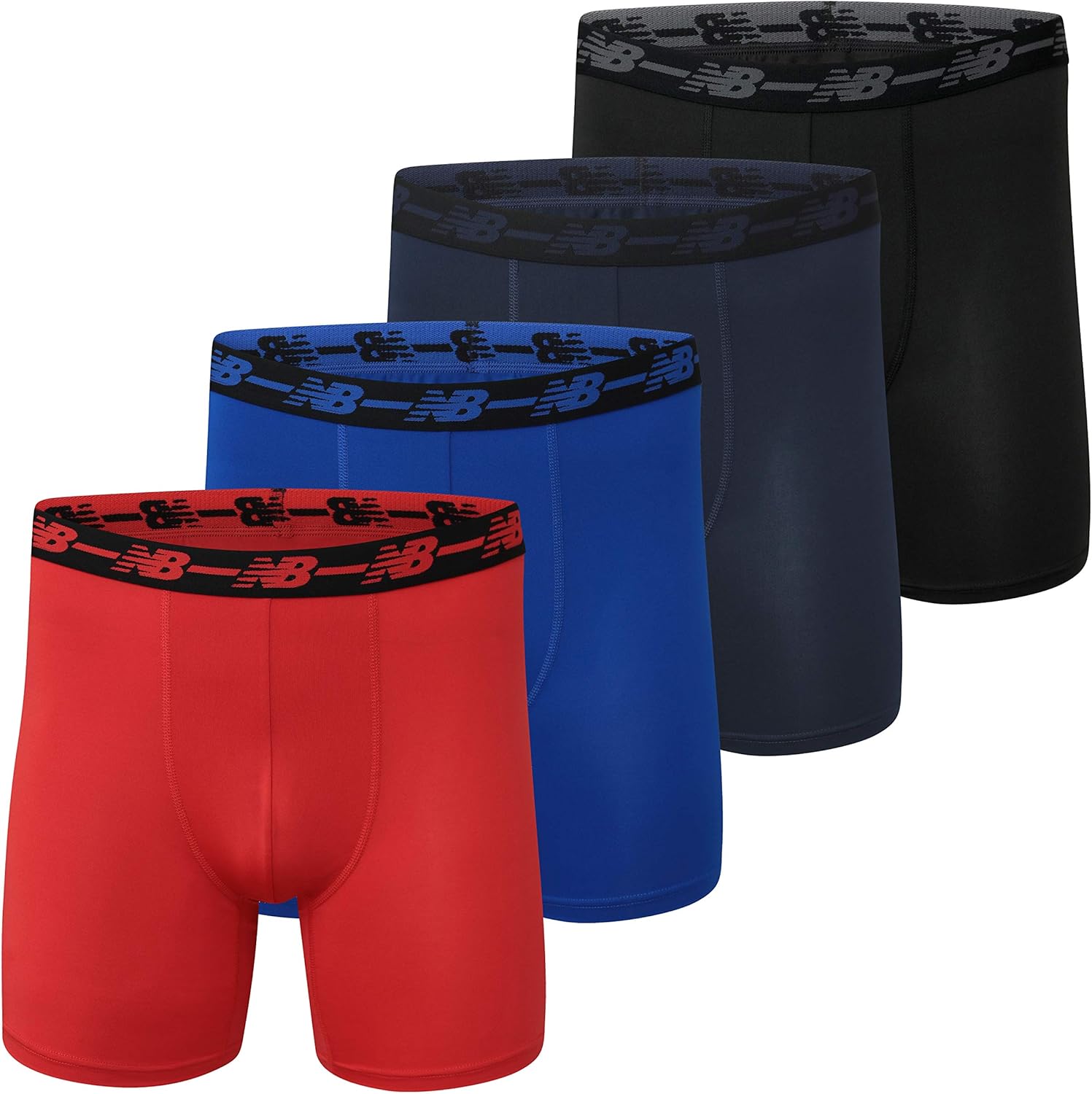New Balance Men's Performance 5" No Fly Boxer Brief, 4-Pack: Clothing