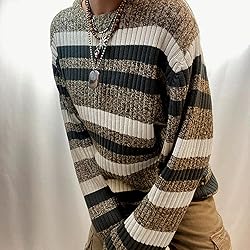 Women Y2K Argyle Striped Pullover Sweater Casual