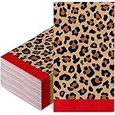 50 Pcs Leopard Print Guest Napkins Valentine's Day Disposable Napkins Brown Safari Animal Cheetah Red Stripe Dinner Hand Paper Napkin for Bathroom Birthday Party Table Supplies