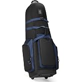 Marscamd Golf Travel Bag with Wheels for Airlines, 1680D Heavy-Duty Case | Dual-Layer Club Protection, 4 Compartments for Golf Gear, Shoes &amp; Personal Items, Golf Airline Travel Case (Black &amp; Blue)