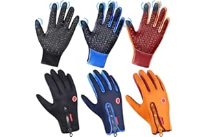 Zhanmai 3/6 Pairs Outdoor Winter Touchscreen Gloves Windproof Waterproof Thermal Gloves for Running Hiking for Men Women