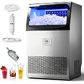 Manastin Commercial Ice Maker, 115LBS/24H, 33LBS Storage, with Water Filter | 50 Ice Cubes/15 Mins, Under Counter &amp; Self-Cleaning Ice Maker Machine, for Bar, Cafe, Restaurant, Home