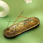 UnitedPrime Hand Carved Incense Holder-Incense Burner/Ash Catcher/Handmade Wooden Insence Tray – Modern Gift Home/Room/Seven Chakra Blue Gold Kitchen Décor Size 11x4x1.5 Inches