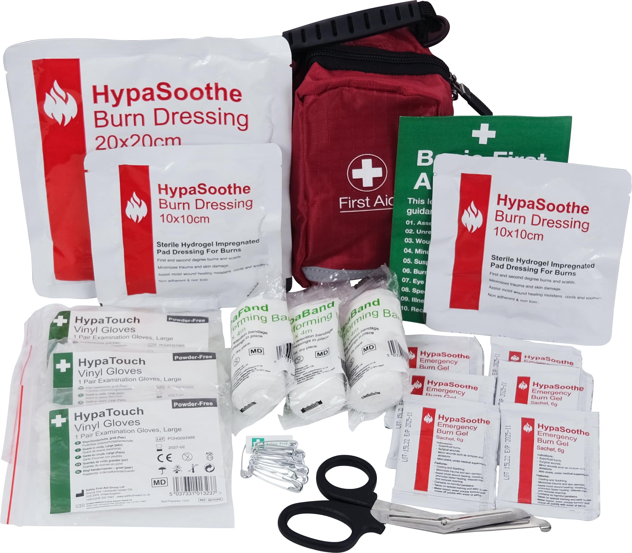 Safety First Aid Group HypaSoothe Burn Kit in Nylon Bag, Medium Fully-Stocked