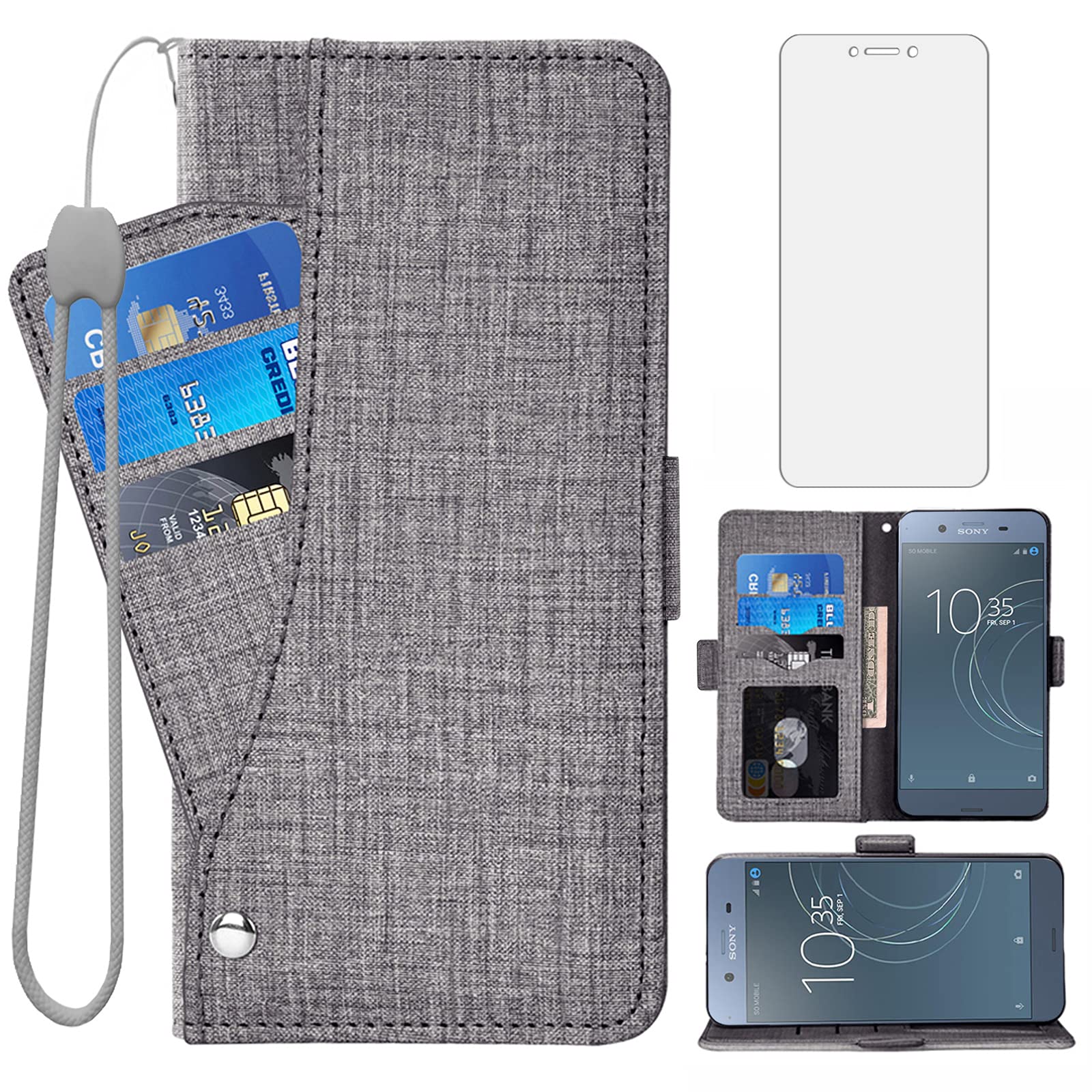 Asuwish Compatible with Sony Xperia XZ1 Wallet Case and Tempered Glass Screen Protector Leather Flip Cover Card Holder Stand Cell Accessories Magnetic Phone Cases for Experia XZ One XZone Women Black