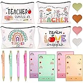 Teacher Appreciation Gifts Bulk, 16Pcs Gifts for Women with Teacher Survival Kit Makeup Bags, Bookmarks, Notepad and Pens, Valentines Christmas Gifts for Appreciation