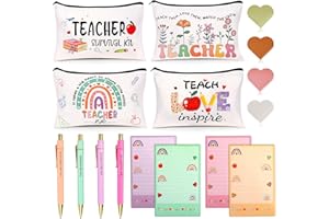 MUKOSEL Teacher Appreciation Gifts Bulk, 16Pcs Gifts for Women with Teacher Survival Kit Makeup Bags, Bookmarks, Notepad and Pens, Christmas Gifts for Appreciation