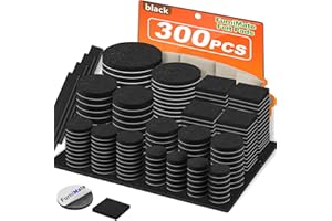 Felt Furniture Pads 300 Pieces, Furniture Pads for Hardwood Floors, Felt Pads for Furniture Black, Floor Protectors for Furni