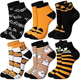 Jeere 6 Pairs Halloween Socks, Halloween Ankle Socks for Women | Cute Low Cut Socks, Funny Crew Socks, Ghost, Pumpkin, Bat Designs, Women Halloween Socks Gift, Spooky, Holiday Party Favors