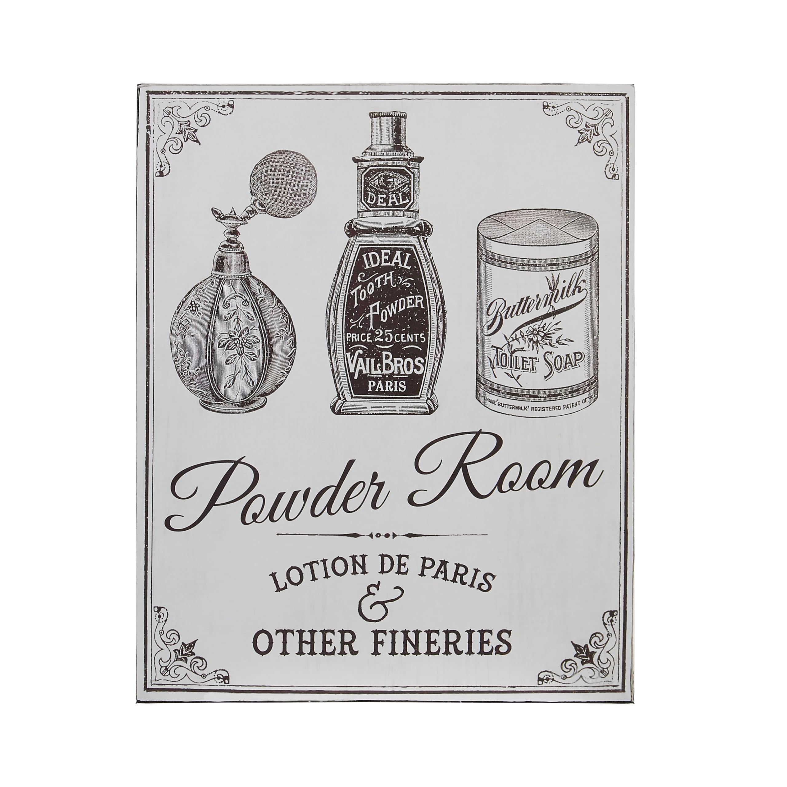 Premier Housewares 2800765 Powder Room Wall Plaque - Grey 1x20x25 cm