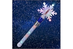 FLEETING TIME Light Up Frozen Snowflake Wand- Snowflake Spinning Wands,Magic Wand Rotating Toy for Girls and Boys, Magic Princess Sensory Toys,Christmas & Birthday Gift (Blue)