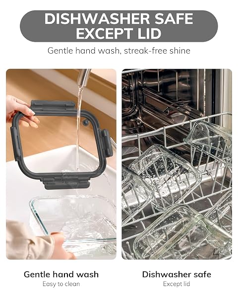 BOROHOUSE 2-PACK GLASS FOOD STORAGE CONTAINERS WITH TEMPERED LIDS (630ML/2.7CUP) – AIRTIGHT SNAP LOCK, MICROWAVE & OVEN SAFE (-4℉~ 950°F), FREEZER TO BAKING DISH, BPA-FREE, GIFT BOX (GRAY)