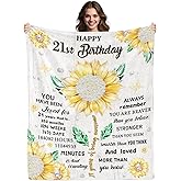 Fiwbnasz 21st Birthday Gifts for Her, 21st Blanket, Gift for 21 Year Old Women, 21 Year Old Birthday Gifts for Women, Christmas Lady Present, Happy 21st Blanket 50" x 60"