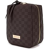 YDR Makeup Bag Small Capacity Lipstick Organizer Portable Travel Toiletry Bag PU leather Portable Makeup Case (Cosmetic-1-Brown)