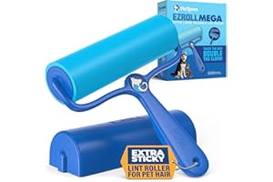 PetLovers 6.3" Mega EzRoll Reusable Lint Roller - Sticky for Life Multi-Purpose Pet Hair, Dust, & Lint Remover for Clothing, Upholstery, & Cars - Sustainable, Washable & Efficient