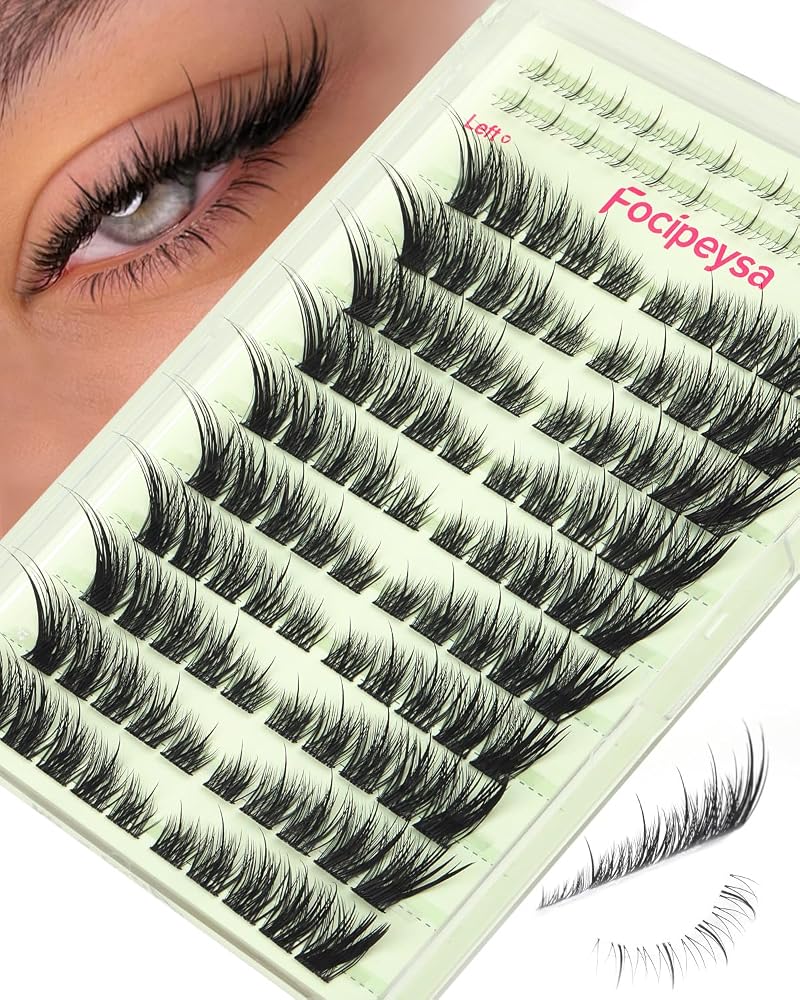 Focipeysa Wispy Lash Clusters Spiky Eyelash Clusters 10-18mm Eyelash Extensions Fox Eye Eyelash Right Left Individual Lashes