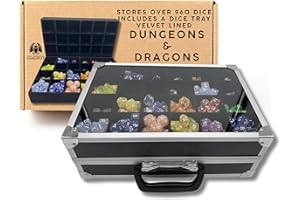 THE GRINNING GARGOYLE Grinning Gargoyle - DND Dice Box Display Case and Rolling Tray with 2 Removable Trays - Dice Organiser Storage Box Holds 960 Metal or Plastic Polyhedral Dice Set - Great DND Gifts - D and D DICE