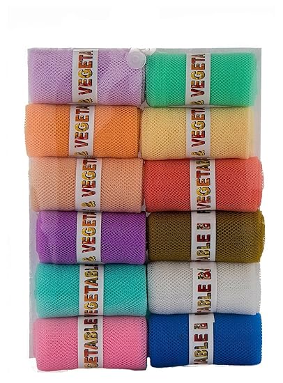 Sio Fridge Vegetable and Fruit Reusable Net Bag, Pack Of 12, Multicolored